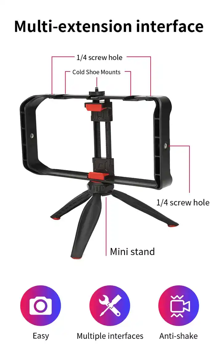 Jmary MT-33 Vlogging Filmmaking Cage Stabilizer Grip Tripod Mount Video Rig Kit Mobile Phone Holders